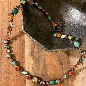 Sorrelli Orange Green Gemstone Necklace Ear Set